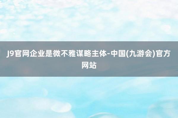 J9官网企业是微不雅谋略主体-中国(九游会)官方网站